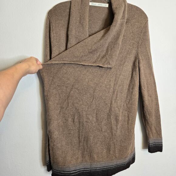 Woolrich Brown Wool Blend Open Front Cardigan Size L Cozy Chic Fall Layering - Picture 6 of 12